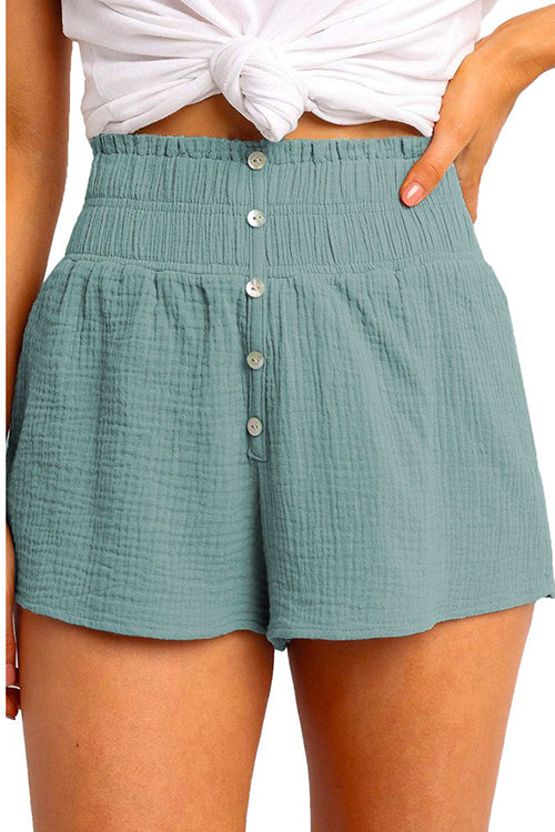 Moxidress Buttons Frilled High Waist Solid Shorts PM1108 LightBlue / S Official JT Merch