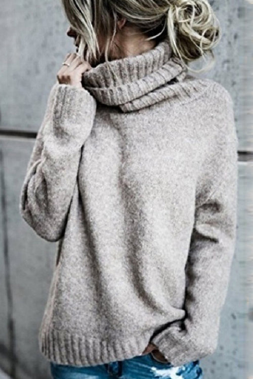 Moxidress Turtleneck Side Split Solid Casual Sweater PM1108 Gray / S Official JT Merch