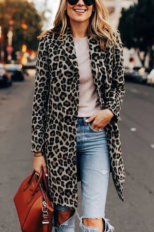 Moxidress Casual Style Lapel Leopard Midi Overcoat PM1108 Leopard / S Official JT Merch