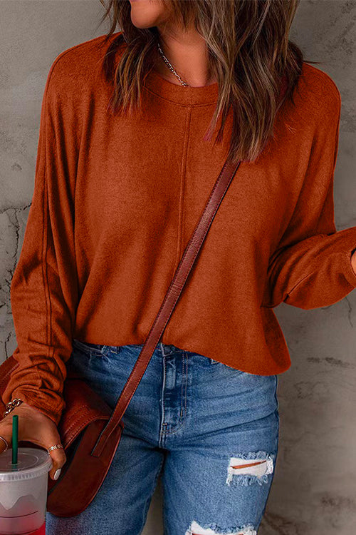 Moxidress Crewneck Batwing Sleeve Plain Sweatshirt PM1108 Orange / S Official JT Merch