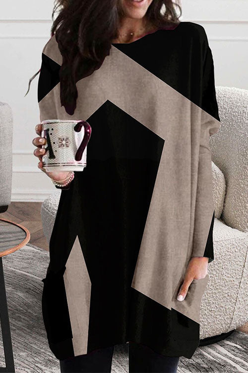 Moxidress Crewneck Long Sleeve Color Block Dress with Pockets PM1108 1 / S Official JT Merch