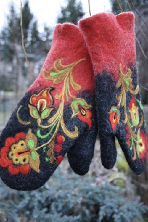 Moxidress Christmas Gift Embroidery Mittens(5 Colors) PM1108 Red / Onesize Official JT Merch