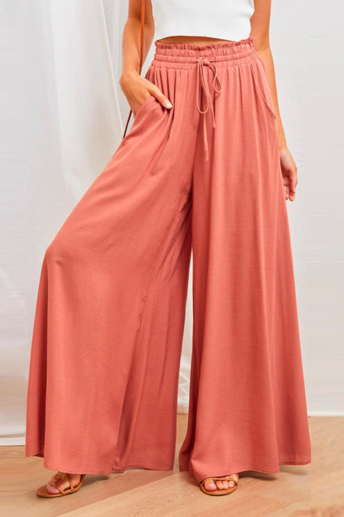 Moxidress Drawstring Elastic Waist Wide Leg Baggy Pants(5 Colors Available) PM1108 Orange / S Official JT Merch