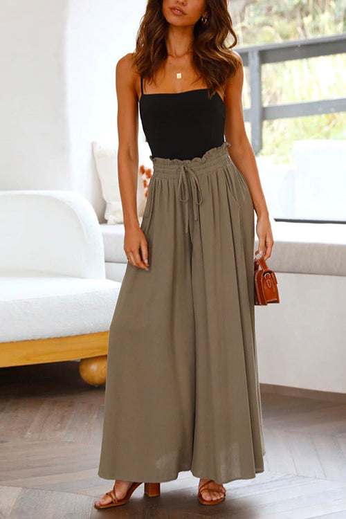 Moxidress Drawstring Elastic Waist Wide Leg Baggy Pants(5 Colors Available) PM1108 Khaki / S Official JT Merch