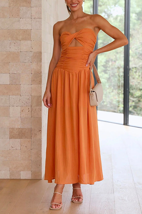 Moxidress Sleeveless Off Shoulder Cut Out Waisted Maxi Swing Dress PM1108 Orange / S Official JT Merch